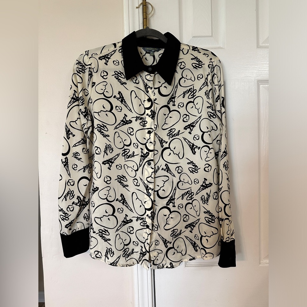 CATHERINE MALANDRINO FOR DESIGN NATION Paris Eiffel Tower Hearts Shirt